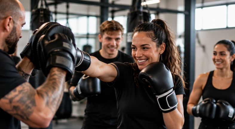 Resilience training with boxing gloves and focus pads